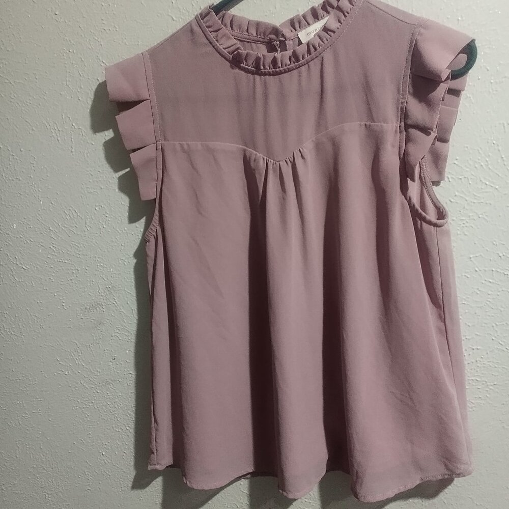 Monteau Dusty Pink Ruffle Sleeve Blouse